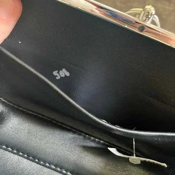 Jeffrey Levinson Elina Cracked Porcelain chrome hardware womens clutch bag purse - Picture 10 of 12